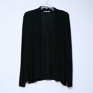 Michael Stars Lightweight Ribbed Open Cardigan Effortless Chic Black OS